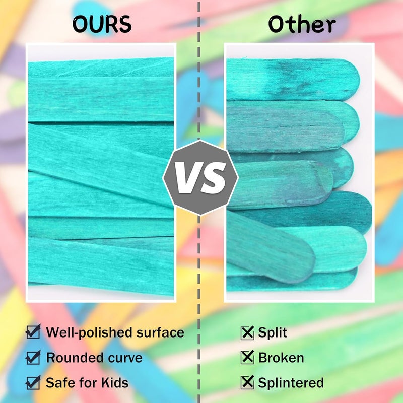 WISYOK 240 Pcs Blue Popsicle Sticks for Crafts, 4.5 Inch Christmas Wooden Craft Sticks, Ice Cream Sticks, Patriotic and Kids Crafts, Great for DIY Creative Designs and Children Education - Image 4